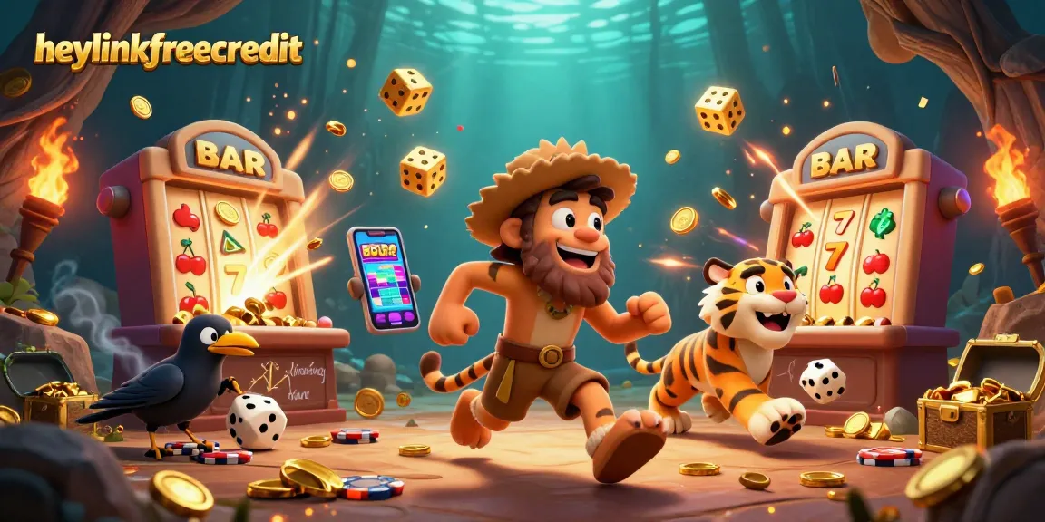 Spin and win with heylinkfreecredit at a vibrant prehistoric casino featuring epic jackpot scenes!