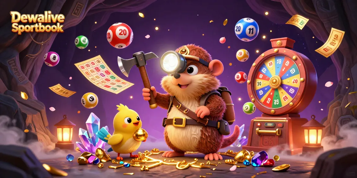 Dewalive Sportbook brings excitement with dynamic lottery elements and characters in action during online gaming.