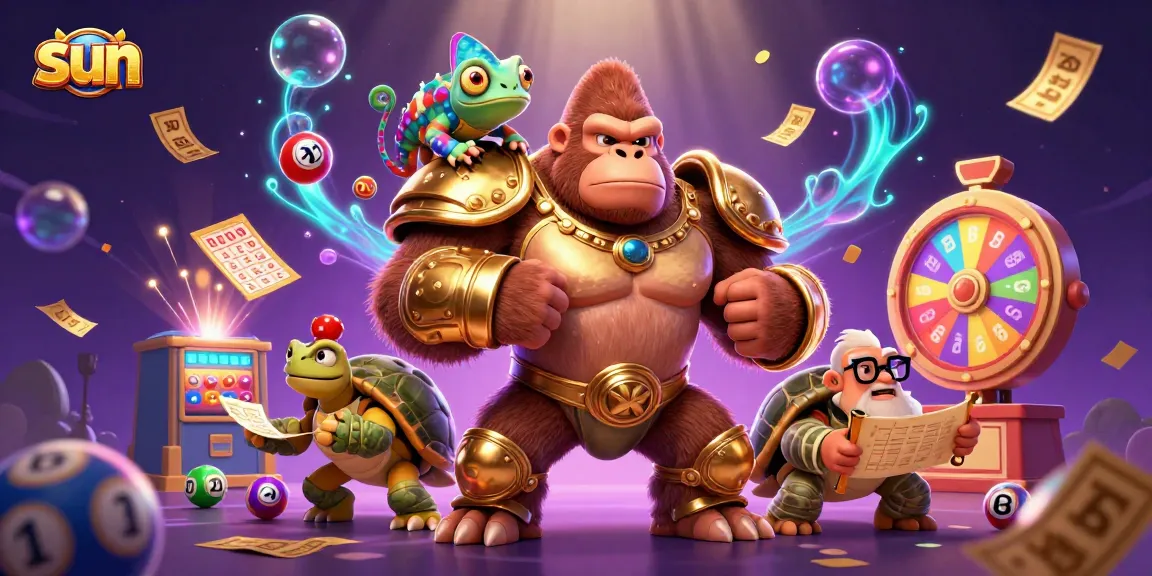 Experience the thrill of casino gaming with sun-themed characters and vibrant elements.