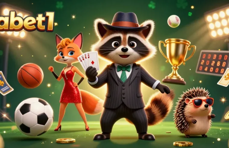 Engage with dabet1's casino excitement featuring a raccoon and fox betting on sports